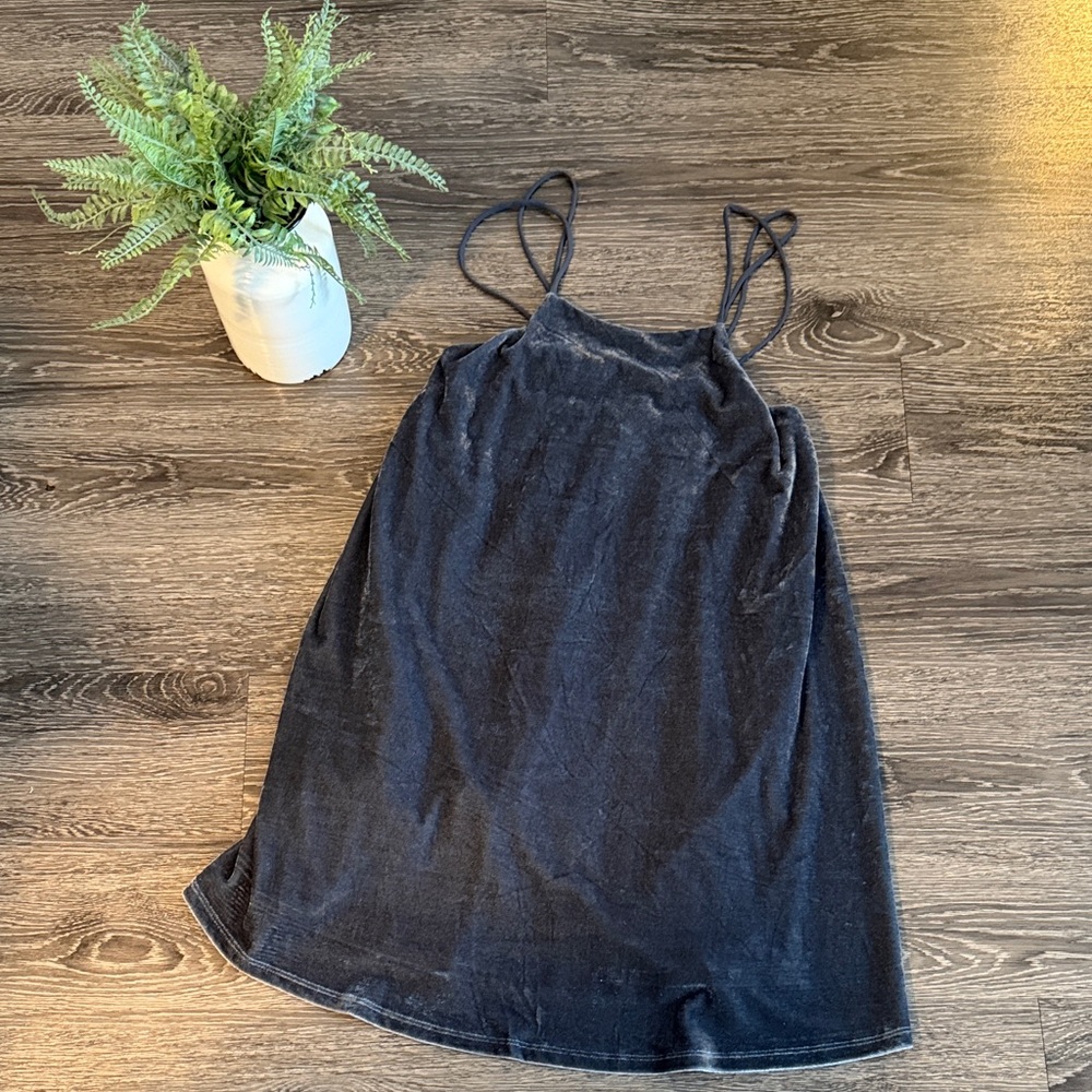 Charcoal Velvet Slip Dress